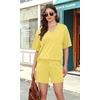 image:imageXIEERDUO Lounge Sets for Women Shorts Lightweight Summer Pajamas Set Sleepwear 2 Piece Sets Airport Vacation OutfitsYellow