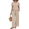 image:imageXIEERDUO Summer Sets For Women 2 Piece Sets Matching Set Women Clothing Lounge Set Beach Vacation Outfits 2026Beige