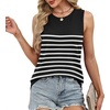 image:imageXIEERDUO Sweater Vest Women Crewneck Ribbed Knit Tank Tops Sleeveless Summer Tops Business Casual Outfits Work BlousesStriped Blackwhite
