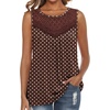 image:imageXIEERDUO Womens Tank Tops Sleeveless Lace Crochet Boho Tops Loose Fit Pleated Tunics Crewneck Summer Vacation Outfits FlowyBrown Polka Dots