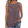 image:imageXIEERDUO Womens Tank Tops Sleeveless Lace Crochet Boho Tops Loose Fit Pleated Tunics Crewneck Summer Vacation Outfits FlowyCoffee Grey