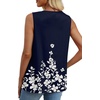 image:imageXIEERDUO Womens Tank Tops Sleeveless Lace Crochet Boho Tops Loose Fit Pleated Tunics Crewneck Summer Vacation Outfits FlowyPatternedblue Floral