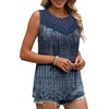 image:imageXIEERDUO Womens Tank Tops Sleeveless Lace Crochet Boho Tops Loose Fit Pleated Tunics Crewneck Summer Vacation Outfits FlowyPatternedblue Gradient