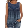 image:imageXIEERDUO Womens Tank Tops Sleeveless Lace Crochet Boho Tops Loose Fit Pleated Tunics Crewneck Summer Vacation Outfits FlowyPatternedblue Gradient
