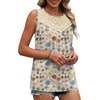 image:imageXIEERDUO Womens Tank Tops Sleeveless Lace Crochet Boho Tops Loose Fit Pleated Tunics Crewneck Summer Vacation Outfits FlowyPatternedflower