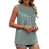 image:imageXIEERDUO Womens Tank Tops Sleeveless Lace Crochet Boho Tops Loose Fit Pleated Tunics Crewneck Summer Vacation Outfits FlowyPatternedgreen Floral