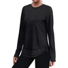 image:imageXIEERDUO Womens Workout Tops Long Sleeve Shirts Sun Protection UPF 50 Quick Dry Shirts for Hiking Running S3XL02 Black