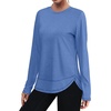 image:imageXIEERDUO Womens Workout Tops Long Sleeve Shirts Sun Protection UPF 50 Quick Dry Shirts for Hiking Running S3XL05 Blue