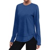 image:imageXIEERDUO Womens Workout Tops Long Sleeve Shirts Sun Protection UPF 50 Quick Dry Shirts for Hiking Running S3XL06 Dark Blue