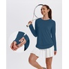 image:imageXIEERDUO Womens Workout Tops Long Sleeve Shirts Sun Protection UPF 50 Quick Dry Shirts for Hiking Running S3XL12 Dark Green Blue