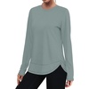 image:imageXIEERDUO Womens Workout Tops Long Sleeve Shirts Sun Protection UPF 50 Quick Dry Shirts for Hiking Running S3XL14 Grey Green