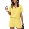 image:imageXIEERDUO Lounge Sets for Women Shorts Lightweight Summer Pajamas Set Sleepwear 2 Piece Sets Airport Vacation OutfitsYellow