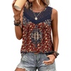 image:imageXIEERDUO Womens Tank Tops Sleeveless Lace Crochet Boho Tops Loose Fit Pleated Tunics Crewneck Summer Vacation Outfits FlowyPatternedboho Floral