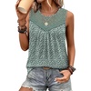 image:imageXIEERDUO Womens Tank Tops Sleeveless Lace Crochet Boho Tops Loose Fit Pleated Tunics Crewneck Summer Vacation Outfits FlowyPatternedgreen Floral