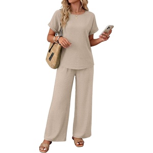 image:imageXIEERDUO Summer Sets For Women 2 Piece Sets Matching Set Women Clothing Lounge Set Beach Vacation Outfits 2026Beige