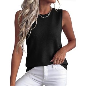 image:imageXIEERDUO Sweater Vest Women Crewneck Ribbed Knit Tank Tops Sleeveless Summer Tops Business Casual Outfits Work BlousesBlack