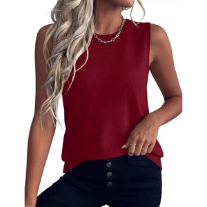 image:imageXIEERDUO Sweater Vest Women Crewneck Ribbed Knit Tank Tops Sleeveless Summer Tops Business Casual Outfits Work BlousesBurgundy