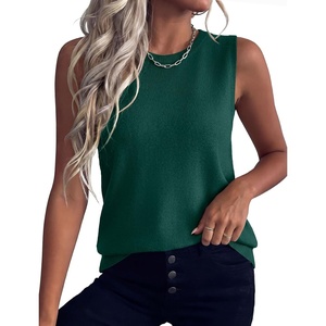 image:imageXIEERDUO Sweater Vest Women Crewneck Ribbed Knit Tank Tops Sleeveless Summer Tops Business Casual Outfits Work BlousesGreen