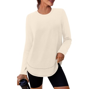 image:imageXIEERDUO Womens Workout Tops Long Sleeve Shirts Sun Protection UPF 50 Quick Dry Shirts for Hiking Running S3XL10 Apricot Cream White