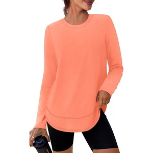 image:imageXIEERDUO Womens Workout Tops Long Sleeve Shirts Sun Protection UPF 50 Quick Dry Shirts for Hiking Running S3XL20 Light Orange