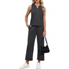 image:imageXIEERDUO Two Piece Lounge Sets for Women Summer Vacation Beach Travel Airport Outfits Casual Cruise Fashion 2026Dark Grey