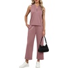 image:imageXIEERDUO Two Piece Lounge Sets for Women Summer Vacation Beach Travel Airport Outfits Casual Cruise Fashion 2026Dark Pink