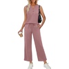 image:imageXIEERDUO Two Piece Lounge Sets for Women Summer Vacation Beach Travel Airport Outfits Casual Cruise Fashion 2026Dark Pink