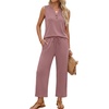 image:imageXIEERDUO Two Piece Lounge Sets for Women Summer Vacation Beach Travel Airport Outfits Casual Cruise Fashion 2026Dark Pink