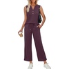 image:imageXIEERDUO Two Piece Lounge Sets for Women Summer Vacation Beach Travel Airport Outfits Casual Cruise Fashion 2026Deep Purple