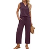 image:imageXIEERDUO Two Piece Lounge Sets for Women Summer Vacation Beach Travel Airport Outfits Casual Cruise Fashion 2026Deep Purple