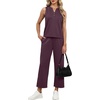 image:imageXIEERDUO Two Piece Lounge Sets for Women Summer Vacation Beach Travel Airport Outfits Casual Cruise Fashion 2026Deep Purple