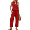 image:imageXIEERDUO Two Piece Lounge Sets for Women Summer Vacation Beach Travel Airport Outfits Casual Cruise Fashion 2026Red