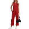 image:imageXIEERDUO Two Piece Lounge Sets for Women Summer Vacation Beach Travel Airport Outfits Casual Cruise Fashion 2026Red
