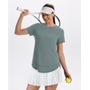 image:imageXIEERDUO Womens Workout Tops Short Sleeve Shirts Sun Protection UPF 50 Quick Dry Outfits for Hiking Running S3XL21 Grey Green