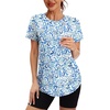 image:imageXIEERDUO Womens Workout Tops Short Sleeve Shirts Sun Protection UPF 50 Quick Dry Outfits for Hiking Running S3XL23 Blue White Floral