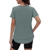image:imageXIEERDUO Womens Workout Tops Short Sleeve Shirts Sun Protection UPF 50 Quick Dry Outfits for Hiking Running V Neck S3XL14 Grey Green