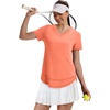 image:imageXIEERDUO Womens Workout Tops Short Sleeve Shirts Sun Protection UPF 50 Quick Dry Outfits for Hiking Running V Neck S3XL15 Light Orange
