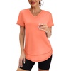 image:imageXIEERDUO Womens Workout Tops Short Sleeve Shirts Sun Protection UPF 50 Quick Dry Outfits for Hiking Running V Neck S3XL15 Light Orange