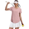 image:imageXIEERDUO Womens Workout Tops Short Sleeve Shirts Sun Protection UPF 50 Quick Dry Outfits for Hiking Running V Neck S3XL17 Peach Pink