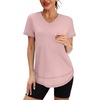 image:imageXIEERDUO Womens Workout Tops Short Sleeve Shirts Sun Protection UPF 50 Quick Dry Outfits for Hiking Running V Neck S3XL17 Peach Pink