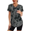 image:imageXIEERDUO Womens Workout Tops Short Sleeve Shirts Sun Protection UPF 50 Quick Dry Outfits for Hiking Running V Neck S3XL18 Tiedye Print Black