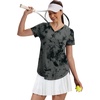 image:imageXIEERDUO Womens Workout Tops Short Sleeve Shirts Sun Protection UPF 50 Quick Dry Outfits for Hiking Running V Neck S3XL18 Tiedye Print Black
