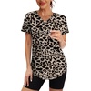 image:imageXIEERDUO Womens Workout Tops Short Sleeve Shirts Sun Protection UPF 50 Quick Dry Outfits for Hiking Running V Neck S3XL20 Leopard Print Brown