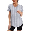 image:imageXIEERDUO Womens Workout Tops Short Sleeve Shirts Sun Protection UPF 50 Quick Dry Outfits for Hiking Running V Neck S3XL21 Striped Print Blue
