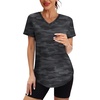 image:imageXIEERDUO Womens Workout Tops Short Sleeve Shirts Sun Protection UPF 50 Quick Dry Outfits for Hiking Running V Neck S3XL22 Camo Print Black