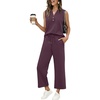 image:imageXIEERDUO Two Piece Lounge Sets for Women Summer Vacation Beach Travel Airport Outfits Casual Cruise Fashion 2026Deep Purple