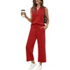 image:imageXIEERDUO Two Piece Lounge Sets for Women Summer Vacation Beach Travel Airport Outfits Casual Cruise Fashion 2026Red