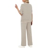image:imageXIEERDUO Womens Side Slit Lounge Sets 2 Piece Travel Outfits Airport Tracksuit Oversized Wide Leg Loungewear S3XLPattern Beige Striped