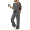 image:imageXIEERDUO Womens Side Slit Lounge Sets 2 Piece Travel Outfits Airport Tracksuit Oversized Wide Leg Loungewear S3XLPattern Black Striped