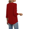 image:imageXIEERDUO 34 Length Sleeve Womens Tops V Neck T Shirts Both Side Buttons Blouses Business Casual Outfits Loose FitRed